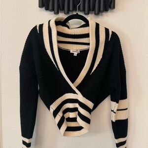Steve Madden Black and Cream Cowl Neck Sweater